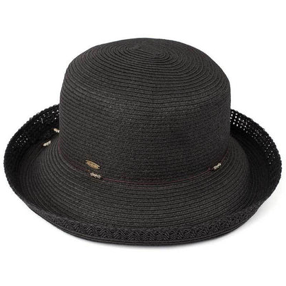C.C Fold-Up Straw Hat With Decorative String 88% Paper Straw 12% Polyester