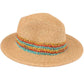 C.C Paper Straw Hat With Multi Color Knot Band 80% Paper Straw 20% Polyester