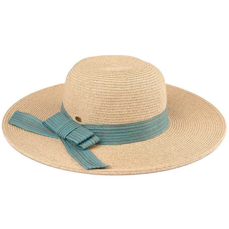 C.C Paper Straw Brim Hat With Ribbon Band 88% Paper Straw 12% Polyester