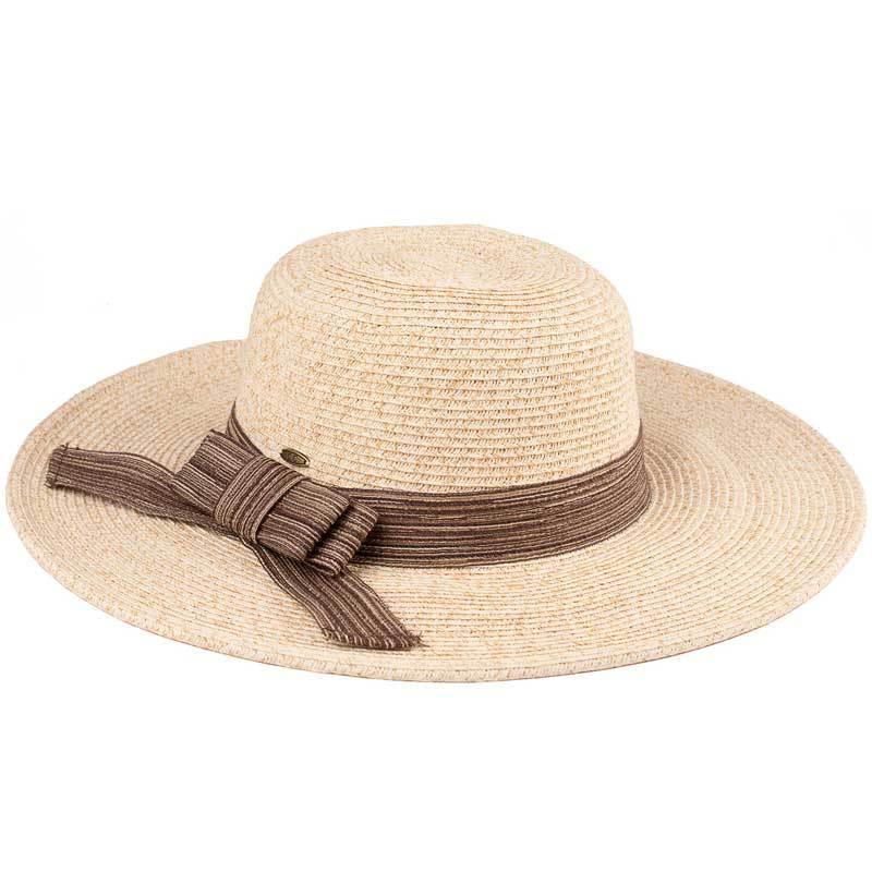 C.C Paper Straw Brim Hat With Ribbon Band 88% Paper Straw 12% Polyester