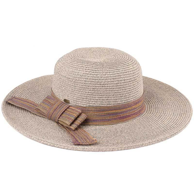 C.C Paper Straw Brim Hat With Ribbon Band 88% Paper Straw 12% Polyester