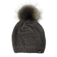 C.C Wool Knitted Beanie With Rhinestones And Real Racoon Fur Pom