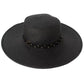 C.C Straw Brim Hat With Faux Suede Accented With A Studded Band 88% Paper Straw 12% Polyester