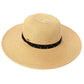 C.C Straw Brim Hat With Faux Suede Accented With A Studded Band 88% Paper Straw 12% Polyester