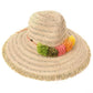 C.C Fringed Wide Brim Hat With Paper Flower Band 88% Paper Straw 12% Polyester