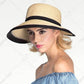 C.C Color Trim Straw Visor Hat With Velcro 80% Paper Straw 20% Polyester