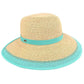 C.C Color Trim Straw Visor Hat With Velcro 80% Paper Straw 20% Polyester