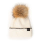 C.C Black Whipstitched On Ribbed Cuff Hat With Real Fur Pom