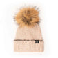 C.C Black Whipstitched On Ribbed Cuff Hat With Real Fur Pom