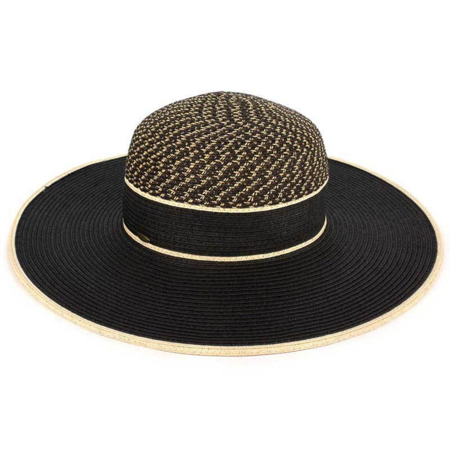 C.C Two Tone Brim Hat 80% Paper Straw 20% Polyester