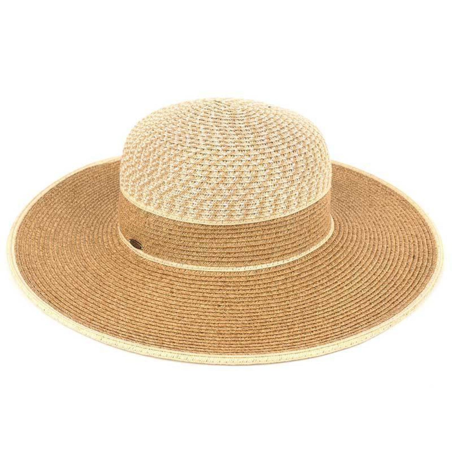C.C Two Tone Brim Hat 80% Paper Straw 20% Polyester