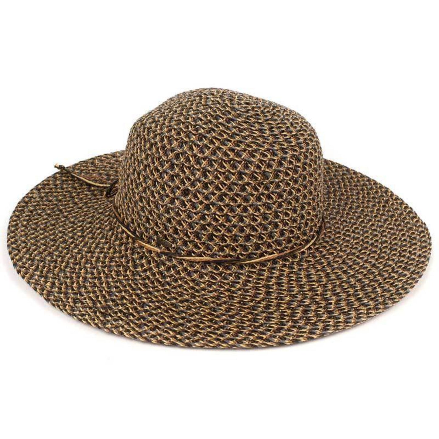 C.C Multi Color Straw Brim Hat 80% Paper Straw 20% Polyester