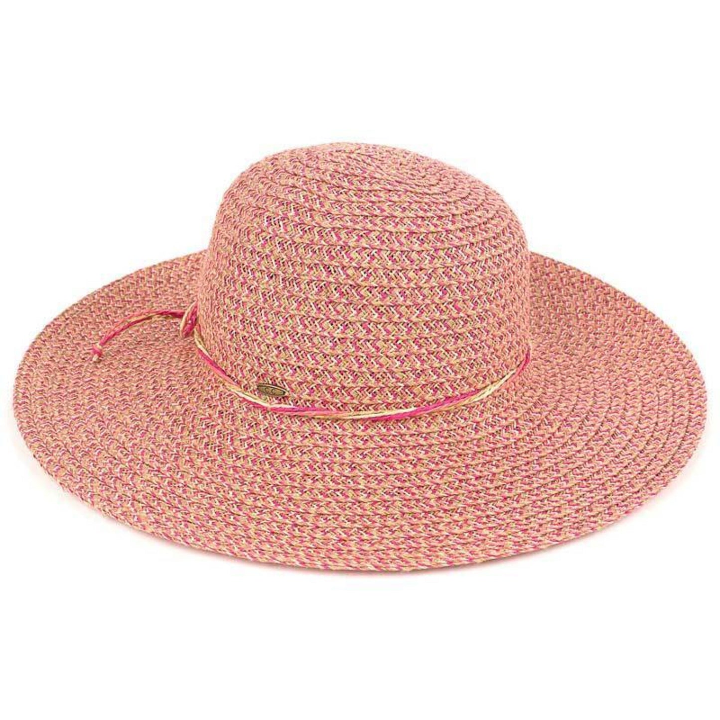 C.C Multi Color Straw Brim Hat 80% Paper Straw 20% Polyester