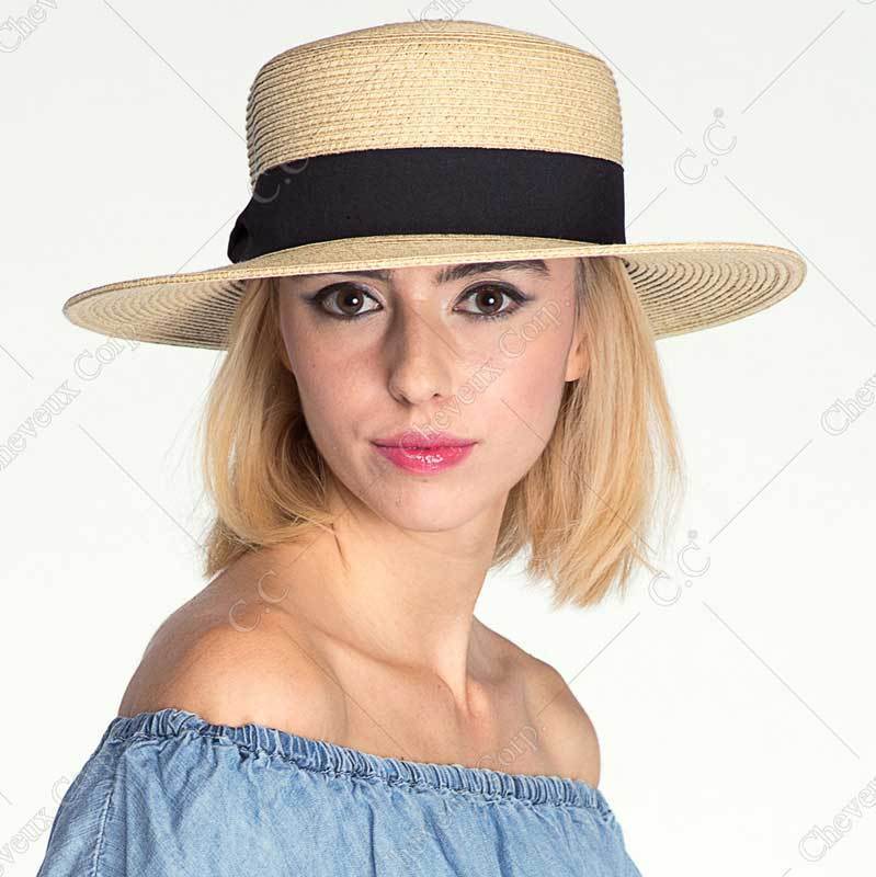 C.C Brim Hat With Solid Band 75% Paper Straw 25% Polyester - Brim Hats