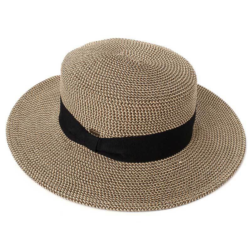 C.C Brim Hat With Solid Band 75% Paper Straw 25% Polyester - Multi Brown/Black - Brim Hats