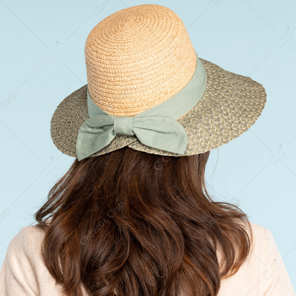 C.C Multi Heather Paper Opened Back Sun Hat Crown: Raffia Brim: Paper