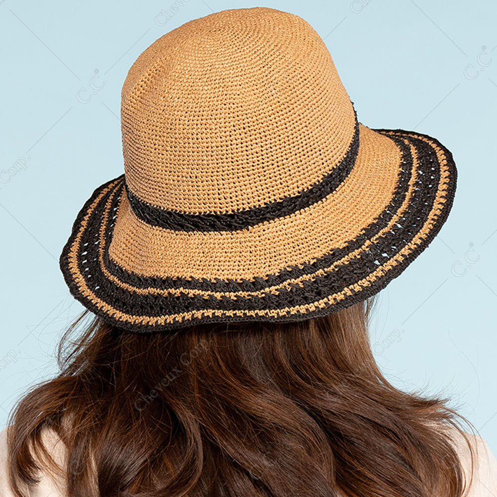 C.C Handmade Paper Crochet Cloche Hat In Multi Stripe Colors 100% Paper