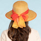 C.C Natural Paper Brim Hat With **Ombre Color Chiffon Sash Bow Sun Hat 88% Paper 12% Polyester