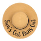 C.C Paper Brim Straw Hat With Lettering And Ribbon Band 100% Paper Straw