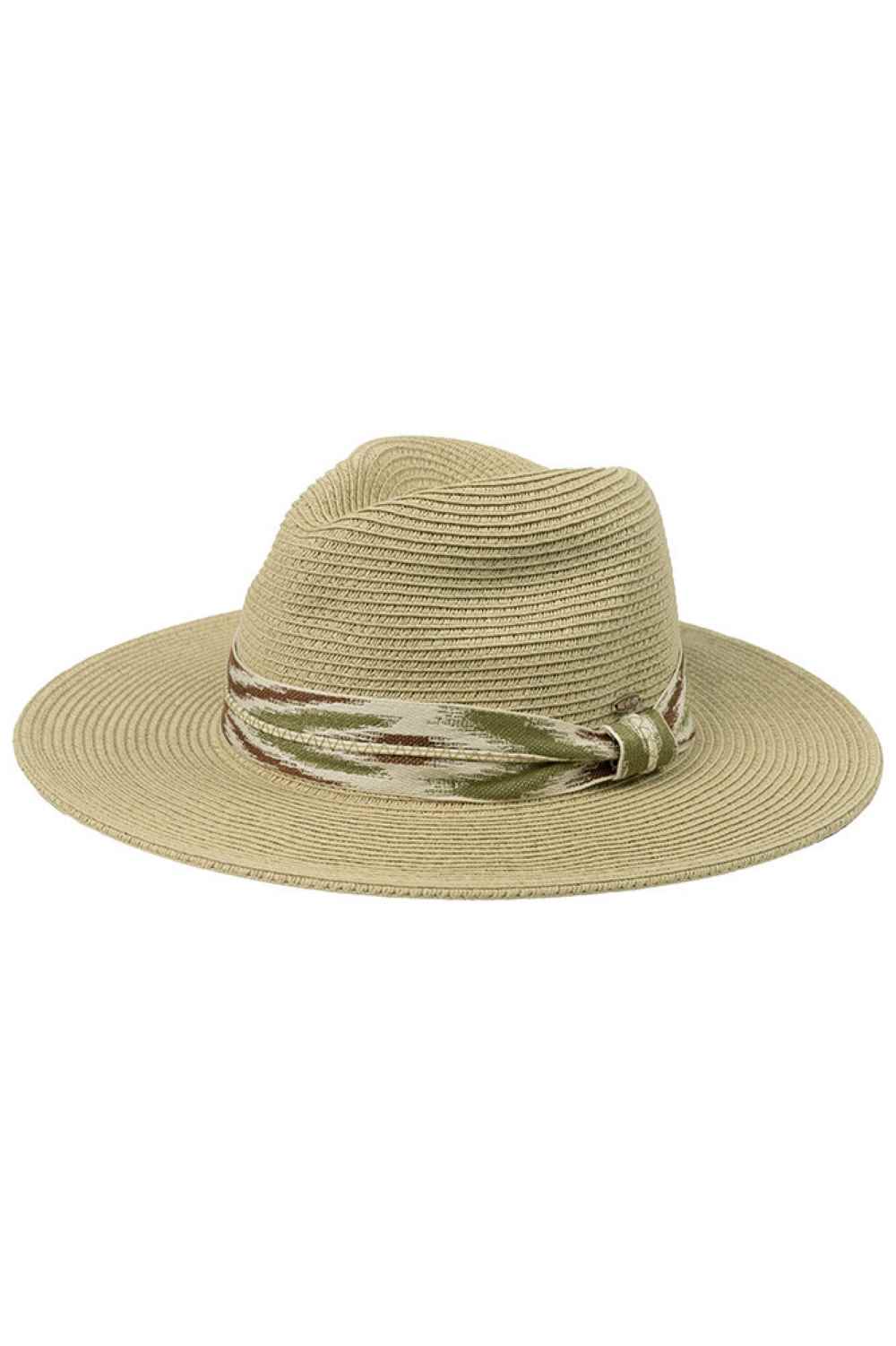Sage Stay shaded in style with this classic Panama sun hat featuring a striking Aztec pattern band. Crafted from a breathable blend of 80% paper and 20% polyester, it offers lightweight comfort perfect for warm weather adventures. With a generous 3" brim to shield your face and a 4" crown for a flattering fit, this one-size hat delivers both sun protection and timeless appeal. The circumference measures 22.6" for a secure, comfortable wear. Whether you're heading to the beach, garden, or outdoor event, this