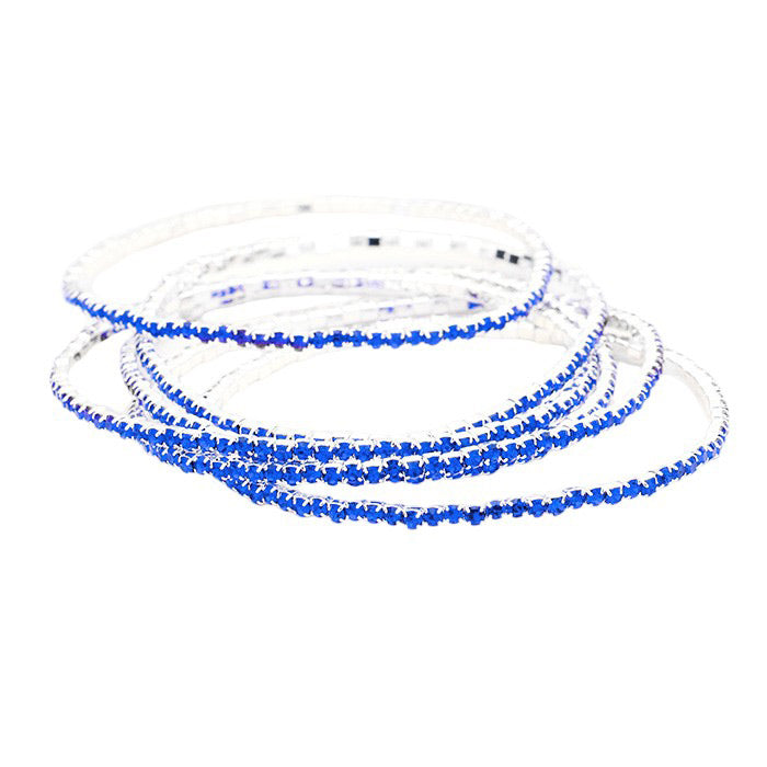 Sapphire 6PCS - Rhinestone Multi Layered Stretch Evening Bracelets, Perfect for a formal event or adding some glam to your everyday look. The sparkling rhinestones will catch the light and make you shine! Get ready to turn heads and feel confident with each wear. The ideal choice for making a lovely gift to your loved ones.