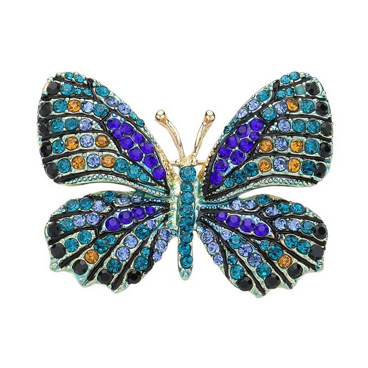 Sapphire Blue Rhinestone Pave Butterfly Pin Brooch adds a touch of elegance to any outfit. Featuring dazzling rhinestones in a pave butterfly design, this pin exudes a sophisticated and polished look. Perfect for both casual and formal occasions, this versatile accessory will elevate any ensemble.