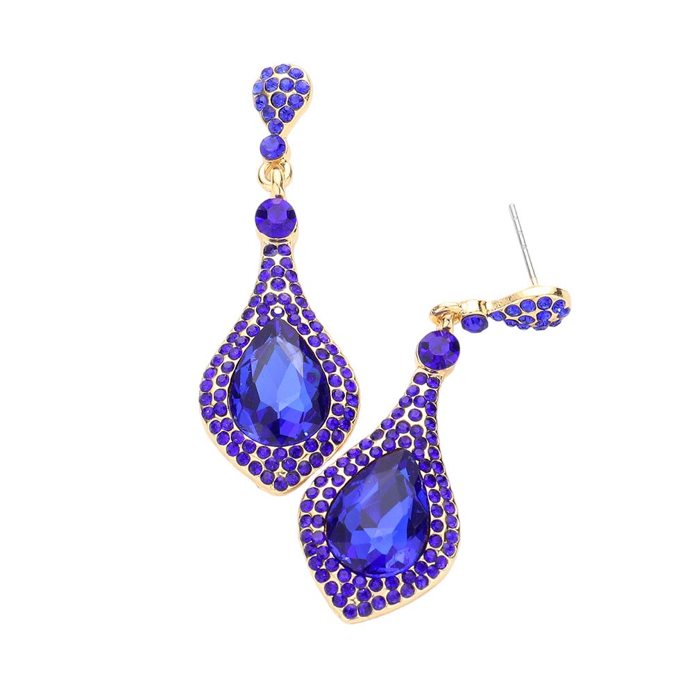 Sapphire Teardrop Crystal Rhinestone Pave Evening Earrings, will give you a classic, elegant look. They feature a teardrop-shaped design and are adorned with crystal rhinestones for an eye-catching touch. Perfect for any special occasion, night out party, Mother's Day, Graduation, Prom Jewelry, Just Because, etc. Stay elegant.