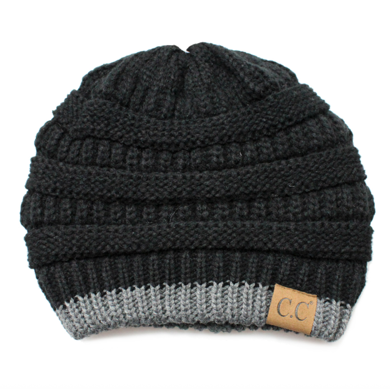 C.C Two Tone Striped Beanie Hat