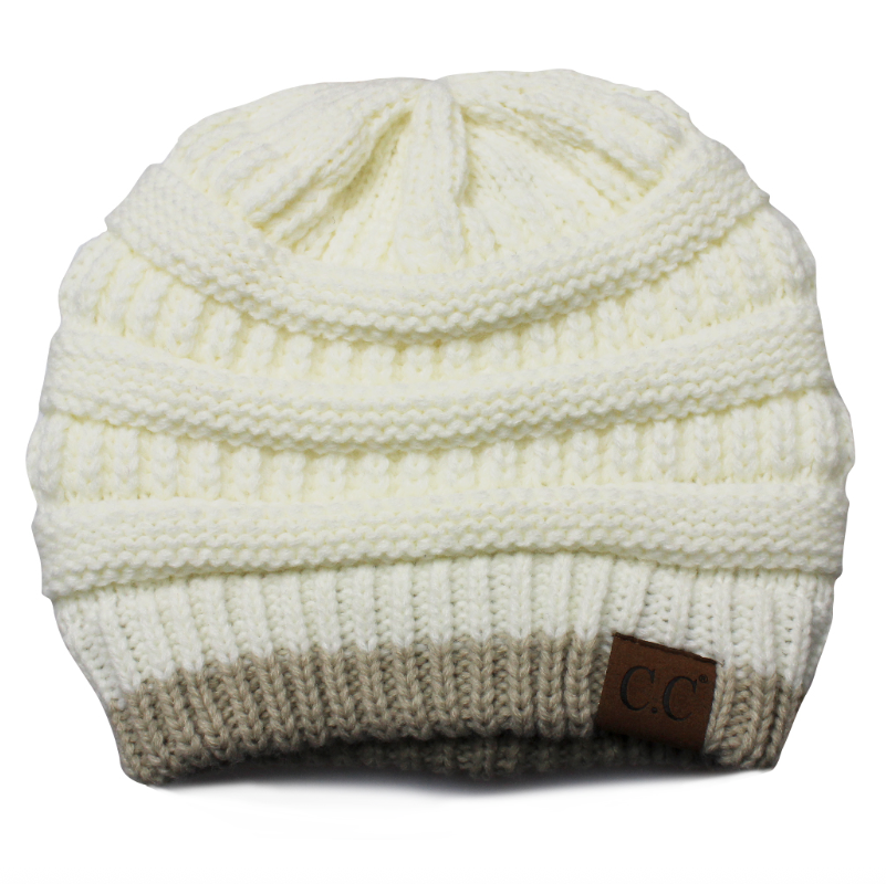 C.C Two Tone Striped Beanie Hat