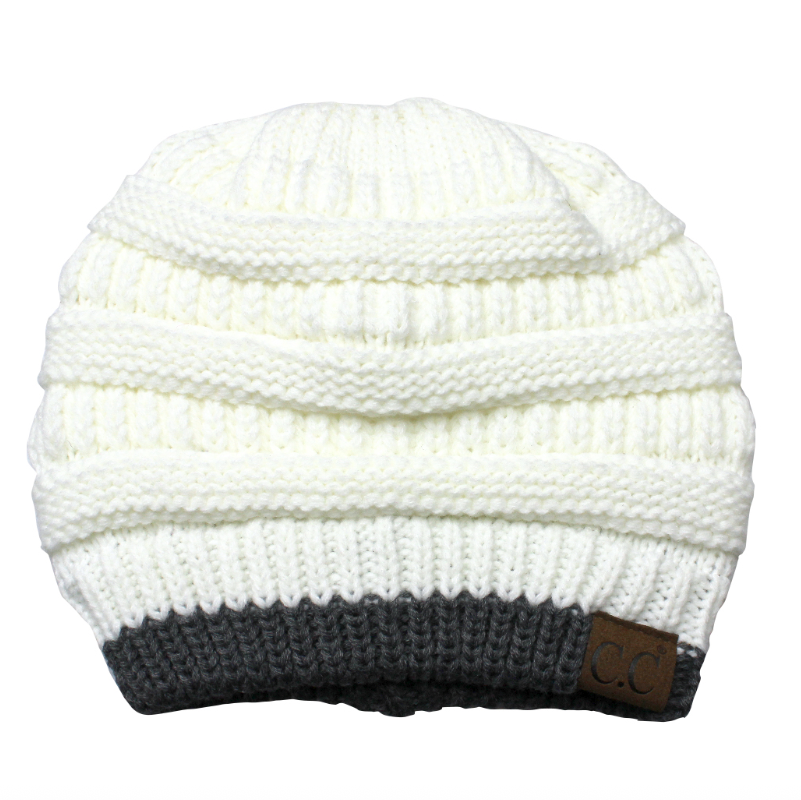 C.C Two Tone Striped Beanie Hat