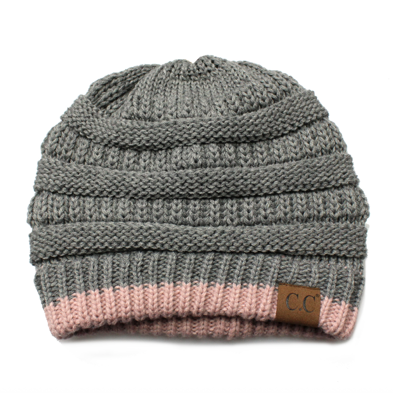 C.C Two Tone Striped Beanie Hat