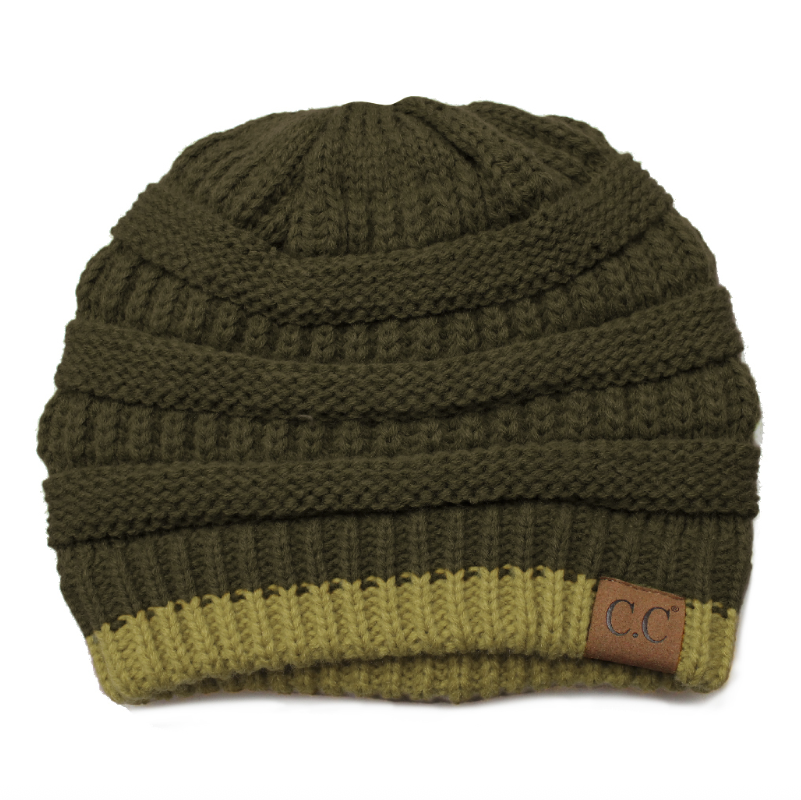 C.C Two Tone Striped Beanie Hat