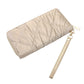 Shiny Faux Leather Padded Wallet with Wristlet offers a sleek and stylish solution for storing your essentials. Its shiny faux leather material adds a touch of sophistication, while the padded design keeps your valuables safe. The attached wristlet also provides convenience and hands-free carrying. 