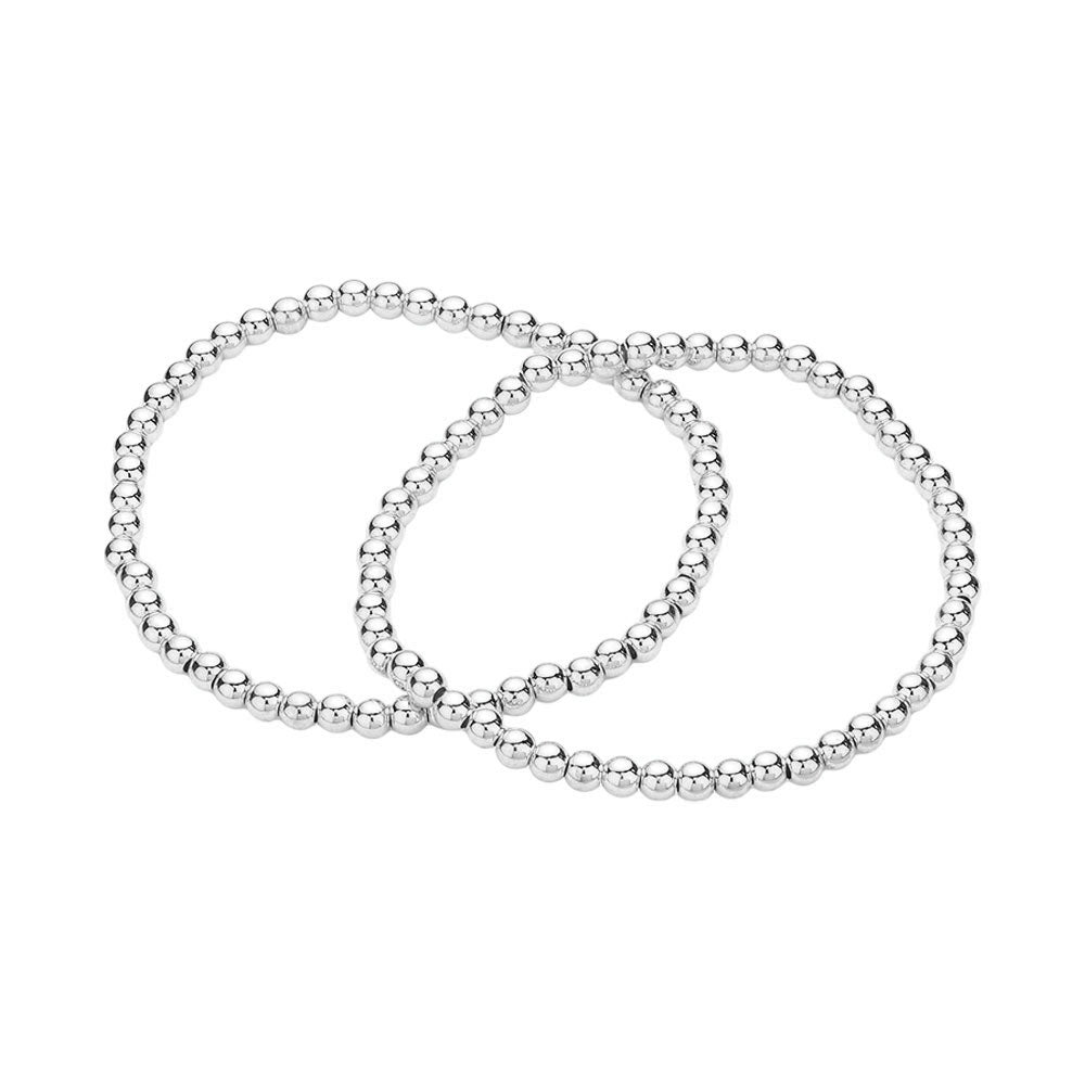Silver 2PCS Stainless Steel Ball Stretch Multi Layered Bracelets are both stylish and durable, making them the perfect addition to any jewelry collection. The stainless steel material ensures long-lasting wear while the multi-layered design adds a unique touch. Add a touch of sophistication to any outfit with these trendy bracelets.