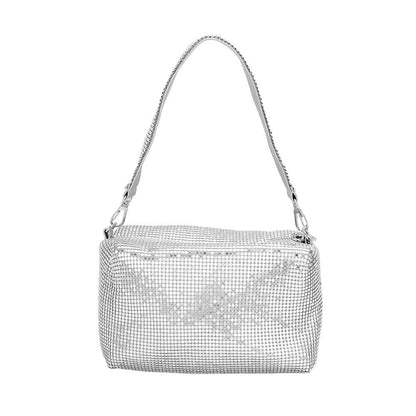 Silver Bling Rectangle Tote Crossbody Bag, This eye-catching bag is sure to draw glances! Crafted with premium materials, its rectangular shape is fashionable and reliable for carrying all of your personal items. The convenient crossbody design ensures comfortable and secure carrying. Shine up with this crossbody tote bag.