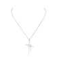 Silver CZ Stone Paved Double Cross Pendant Stainless Steel Necklace is a perfect blend of style and durability. Crafted with high-quality stainless steel and adorned with sparkling CZ stones, this necklace exudes elegance. The double cross pendant design adds a unique touch, making it a versatile accessory for any outfit.