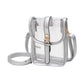 Faux Leather Belt Buckle Pointed Transparent Crossbody Bag - Silver - Crossbody Bag