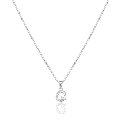 Silver G Stainless Steel CZ Stone Paved Monogram Pendant Necklace exudes elegance and personalization. Made with durable stainless steel, paved with sparkling CZ stones, and featuring a monogram pendant, this necklace is the perfect accessory for any outfit. Elevate your style and make a statement with this stunning necklace.