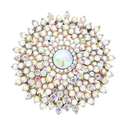 Silver Glass Crystal Bubble Pin Brooch adds a touch of elegance to any outfit. Made with high-quality glass crystals, this pin brooch sparkles and shines in the light. The circular design creates a modern and stylish look, perfect for a formal event or everyday wear. 