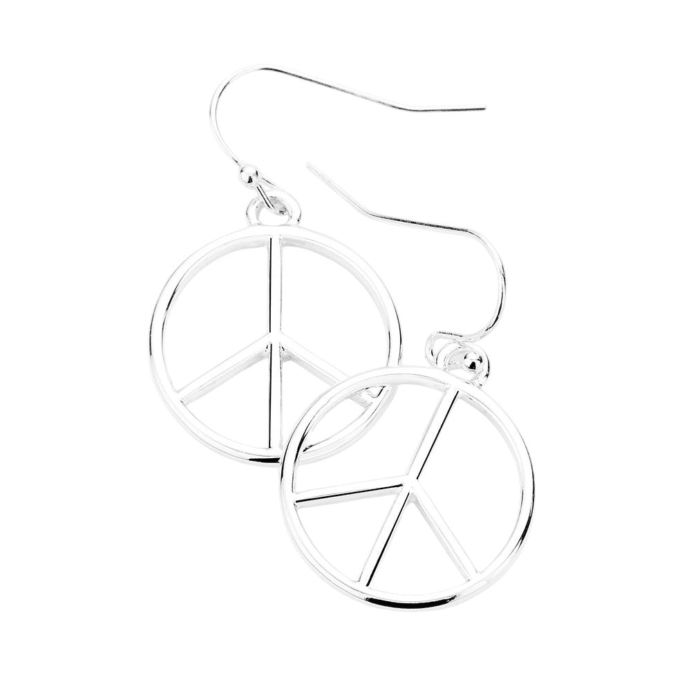 Silver Metal Peace Symbol Dangle Earrings are the perfect way to show off your inner peace and love for the environment. Made from high-quality metal, they are stylish, lightweight, and durable. Each earring features a dangling peace symbol, making it a subtle yet impactful addition to any outfit.