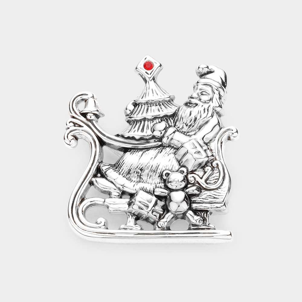 Silver This expertly crafted metal Santa Claus pin brooch pendant combines holiday tradition with versatile styling. The precision-engineered metal construction ensures durability while maintaining intricate detail in Santa's iconic features. 