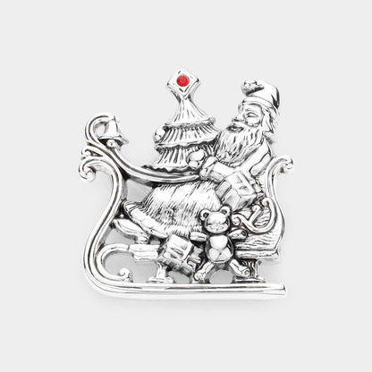 Silver This expertly crafted metal Santa Claus pin brooch pendant combines holiday tradition with versatile styling. The precision-engineered metal construction ensures durability while maintaining intricate detail in Santa's iconic features. 