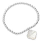 Silver Mother of Pearl Quatrefoil Charm Stainless Steel Ball beaded Stretch Bracelet is expertly crafted for a timeless look. The luxurious mother-of-pearl charm and stainless steel ball beads add elegance and durability, while the stretch design ensures a comfortable fit. Elevate any outfit with this chic and versatile bracelet.