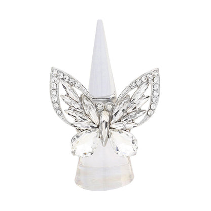 Silver Multi Stone Embellished Butterfly Stretch Ring, is nicely designed with a Bug, Butterfly-theme that has a beautiful charm that attracts eyesight and leads to a smile. These are Perfect for Birthday Gifts, Anniversary Gifts, Mother's Day gifts, Graduation gifts, Prom Jewelry, Thank you, and Valentine's Day gifts.