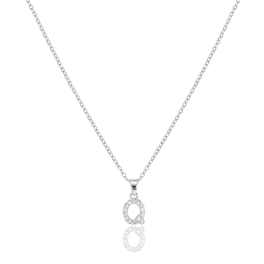 Silver Q Stainless Steel CZ Stone Paved Monogram Pendant Necklace is the perfect accessory for adding a touch of glamour and personalization to any outfit. Crafted from high-quality stainless steel, this necklace is adorned with sparkling CZ stones in a beautiful monogram design. Elevate your style with this elegant and unique piece.