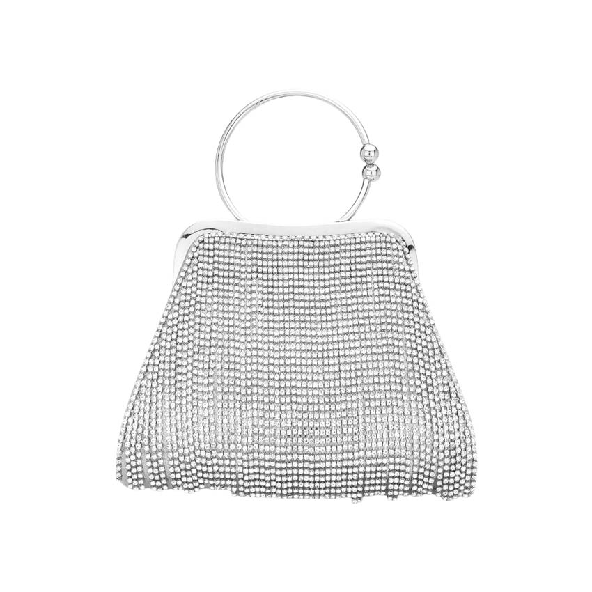 Silver Rhinestone Embellished Evening Tote Crossbody Bag, This tote bag is uniquely detailed, featuring a bright, sparkly finish giving. This is the perfect evening for any fancy or formal occasion when you want to accessorize your dress, gown, or evening attire during a wedding, bridesmaid bag, formal, or on date night.