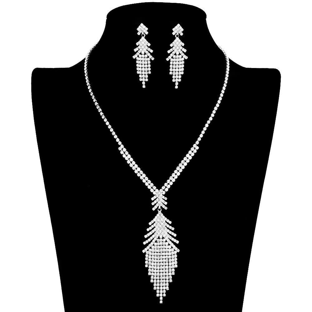 Silver This elegant Rhinestone Pave Fringe Jewelry Set, is an excellent addition to any special outfit. The jewelry set is perfect for special occasions or formal events and will add a touch of sophistication to any look. Perfect gift items for birthdays, anniversaries, weddings, bridal showers, and other special occasions.