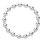 Silver Stainless steel ball beaded stretch bracelet offers durability and style. Crafted with high-quality materials, it provides a sleek and modern look with its ball-beaded design. Its stretchy fit makes it comfortable for everyday wear, making it a versatile addition to any jewelry collection.