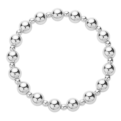 Stainless Steel Ball Beaded Stretch Bracelet - Silver - Bracelet