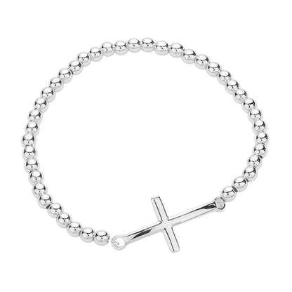 Stainless Steel Cross Pendant Pointed Stretch Bracelet - Silver - Bracelets